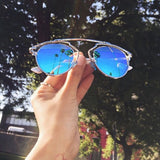 New Rep Designer Dior Inspired Blue Mirrored Aviator Sunglasses