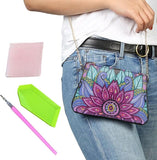 New DIY Painting Handbag, 5D Rhinestone Painting Purse - Flower Cross-Body Handbag Painting by Number Arts Handmade Craft Make-up Shoulder Bag Zipper Bag