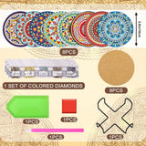 New UPINS 8Pcs Mandala Diamond Painting Coasters for Drinks DIY Coaster Diamond Art Kits for Adults Beginners Diamond Art Craft Supplies (Mandala)