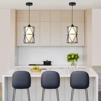 New Retails $140+ Dnshjue Black Pendant Lights for Kitchen Island，Modern Pendant Lighting with Frosted Glass Cylindrical Pendant Light Fixtures Kitchen Hanging Lights Over Island Dining Room, Foyer, Entryway (2 Pack)