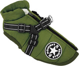 New Small Pet Cold Weather Padded Dog Vest with attached harness, Sz XL Olive Green for Dogs 7-15 Lbs