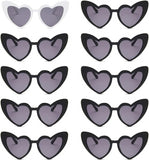 NEW 10Pairs Heart Sunglasses for Women and Men Heart Shaped Sunglasses Bachelorette Sunglasses Bride Party Favor 9 Black, 1 White