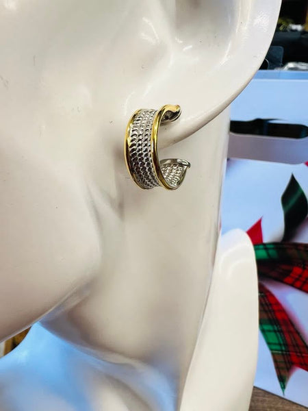 NEW Two-Tone Wide Cable Earring