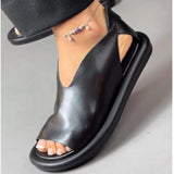 NEW Retails $80+ Ultra soft faux Leather Comfortable Soft-Soled Zipper Sandals, Black, Sz 9.5