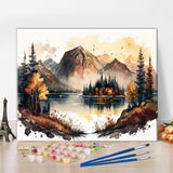 NEW TUMOVO DIY Oil Painting Kit, Landscape Mountains, Forest and River Paint by Numbers for Adults, Beautiful Landscape Abstract Art Paint by Numbers with Brushes and Pigment, 16x20 Inch, Frameless