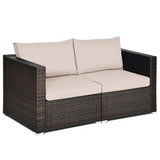 NEW Retails $550+ Topbuy 2-Piece Patio Wicker Corner Sofa Set Rattan Loveseat with Removable Cushions Brown