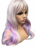 NEW Retails $100+ Wigs Long Wavy Curly Synthetic Wig with Bangs, Multi-Color Wavy Lolita Cosplay Wig, Silver White Gradient Purple Blue Heat-Resistant Synthetic Wig for Daily Party