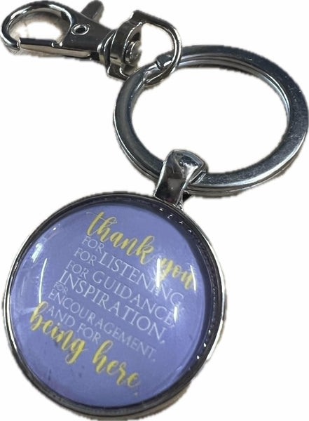 New Thank you Inspirational Clip Keychain Purple! Silver