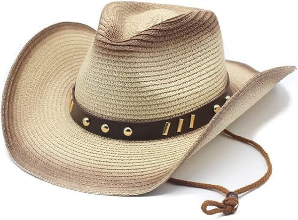 New Western Seaside Breathable Beach Sun Hat for Men and Women Cowboy Straw Hat