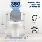 New Retails $108+ DR3313 3-In-1 Steel Bedside Commode, Raised Toilet Seat With Handles, Portable Toilet With 7.5 QT Bucket, 350 Lb. Weight Capacity