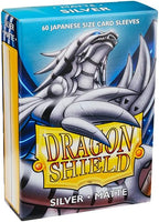 New Dragon Shield Japanese Size Sleeves – Matte Silver 60CT - Card Sleeves Smooth & Tough - Compatible with Pokemon, Yugioh, & More– TCG, OCG, Silver Matte