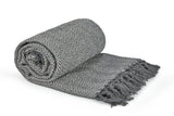 NEW Retails $50, Hartley Recycled Cotton Throw in White/Charcoal