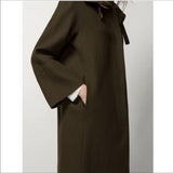 New Women's Designer Massimo Dutti Oversized Wool Blend Dark Olive Green Coat, Sz M! Retails $340+