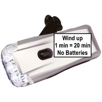 New Dynamo 3 LED Flashlight, just crank for power NO BATTERIES EVER! 1 Minute of winding yields 20 minutes of power!