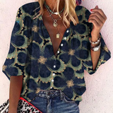 NEW Navy Full Sleeve Floral Print Top, Sz XL, Retails $74