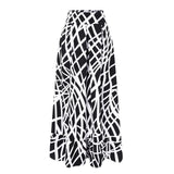 NEW EHQJNJ 2 Piece Black & White Maxi Skirt & Crop Peasant top Temperament Elegant Print Trendy Long, Sz S