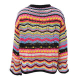 NEW Retails $60 WREESH Women's Printed Long O-Neck Sleeve Style Loose Sweaters Ladies Tops Sz L