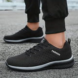 NEW Men's Mesh Lace-up Sneakers - Athletic Shoes - Shock-absorbing And Breathable, Black & Grey, Sz 9, Retails $109+