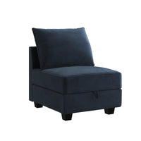 NEW HONBAY Modern Fabric Middle Module For Modular Sofa Customizable Sectional Sofa Couch Accent Armless Chair -Blue Velvet - Retails $489+ USD