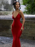 NEW Backless Spaghetti Strap Dress, Sexy V Neck Solid Bodycon Party Club Dress, Women's Clothing - Sz M - Retails $58+