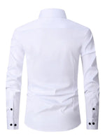 NEW Men's Formal Solid Long Sleeve Slim Fit Button Up Shirt For Business Occasions, Spring Fall Men's Shirt, White, Sz M, Retails $95