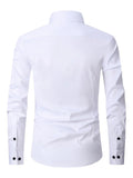 NEW Men's Formal Solid Long Sleeve Slim Fit Button Up Shirt For Business Occasions, Spring Fall Men's Shirt, White, Sz M, Retails $95