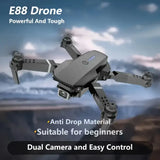 New 2025 New E88 Beginner Drone for Youngsters & Adults - WiFi Enabled, Real-Time Video, Headless Mode, One-Key Takeoff, 360° Flips, Portable Case Included