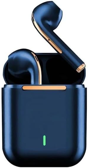 New Wireless Earbuds Bluetooth for Android and iOS Earphones TWS Ear Buds HiFi Stereo with Mic Pro 6 Sport Headset J18 Metallic Design (Navy Blue)