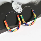 NEW Multi Colors Hoop Earrings For Women U Style Resin Fashion Jewelry Holiday Accessories, Gifts