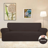 New Easy-Going Stretch Sofa Slipcover Soft with Elastic Bottom, Jacquard Fabric Small Checks (Large, Chocolate)