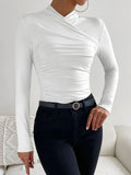 NEW Sexy Long Sleeve Plain White Top, Size L, Retails $70