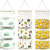 NEW 3 Packs Wall Closet Hanging Storage Bag, XICEN 3 Pockets Waterproof Wall Mounted Over The Door Hanging Organizer, Premium Linen Fabric Nursery Storage Pocket for Room Bedroom Bathroom, Retails $57