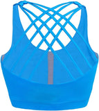 New EILYEE Women High Impact Sports Bra Criss Cross Back Padded Bra Workout Fitness Sports Yoga Bra in Blue, Sz XXL