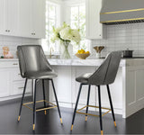 NEW Retails $209, Homy Casa Smeg counter height swivel Grey Faux Leather Metal Leg Stools (Set of 2)