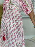 New ERTYM Sweet Pink Half Sleeve Maxi Dress Sz L, Nice Flowy lightweight fabric, great for summer! Sz L Retails 64+