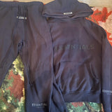 New Men's FOG Essential DUPE Oversized Tracksuit, Ours is Navy with Black heatset print writing hoodie & Sweat pant Fits XL/1X