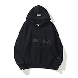 New Essentials Hoodie Men's And Women's FOG Replica Street Merch Letter Hoodie Black, Sz L