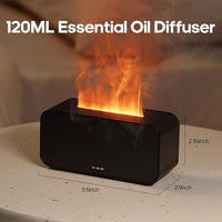 New Rican Flame Fire Diffuser Humidifier, 120ml Essential Oil Diffusers, Cool Mist Humidifier Auto Shut Off, Small Diffuser with 7 Colors Changing, Aromatherapy Diffuser for Home Office Bedroom,Black