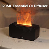 New Rican Flame Fire Diffuser Humidifier, 120ml Essential Oil Diffusers, Cool Mist Humidifier Auto Shut Off, Small Diffuser with 7 Colors Changing, Aromatherapy Diffuser for Home Office Bedroom,Black