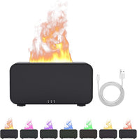 New Rican Flame Fire Diffuser Humidifier, 120ml Essential Oil Diffusers, Cool Mist Humidifier Auto Shut Off, Small Diffuser with 7 Colors Changing, Aromatherapy Diffuser for Home Office Bedroom,Black
