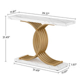 New in box! Wayfair Everly Quinn 39.37'' Console Table in Faux Marble & Gold Finish!