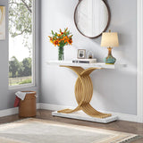 New in box! Wayfair Everly Quinn 39.37'' Console Table in Faux Marble & Gold Finish!