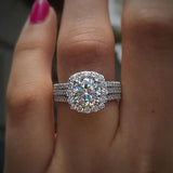 New Exquisite Diamond Engagement/Wedding Ring Set, Made of high-quality brass and adorned with sparkling cubic zirconia, this stunning piece radiates timeless beauty!   Sz 9