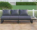 NEW PaPaJet Aluminum Soft Modern Outdoor Patio Sofa with Wood Grain Plastic Top Side Table for Backyard Poolside Porch, Grey, Retails $369+