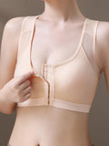 NEW Front Closure Sports Bra, Comfy & Breathable Mesh Stitching Adjustable Daily Bra, Women's Lingerie & Underwear, Light Beige, Sz M - Retails $54