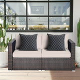 NEW Retails $550+ Topbuy 2-Piece Patio Wicker Corner Sofa Set Rattan Loveseat with Removable Cushions Brown
