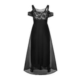 NEW Cameland Women Plus Size Cold Shoulder Floral Lace Maxi Party Evening Camis Long Dress, Sz 2X, Black