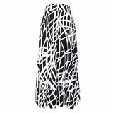 NEW EHQJNJ 2 Piece Black & White Maxi Skirt & Crop Peasant top Temperament Elegant Print Trendy Long, Sz S