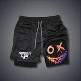 NEW Siirigo Evil Emoji Two Graphic Print Men's Gym Performance Shorts, Sz S (Fits up to 32 inch waist), Retails $54