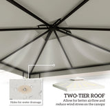 NEW Retails $110, Outsunny 10' x 10' Square 2-Tier Gazebo Canopy Replacement Top Cover Outdoor Garden Sun Shade, Cream White
